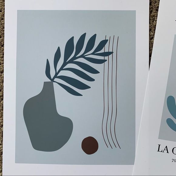 Matisse art prints Set of two mid century modern trendy neutral blue duo - Picture 8 of 8